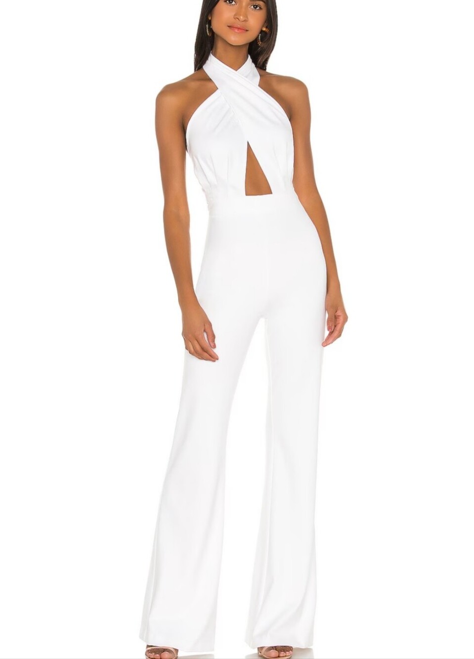 Amanda Uprichard White Halter rayon blend Jumpsuit size S like new
